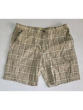 RedHead Mens Plaid Cargo Shorts Snap Through Pockets Flat Front S-40 Inseam-11"